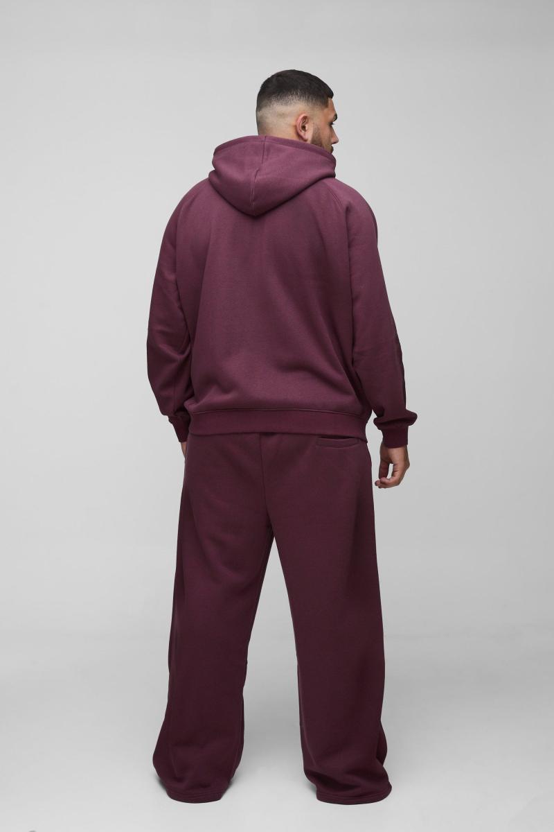 Плюс великий спортивний костюм реглан із вишитою блискавкою та капюшоном