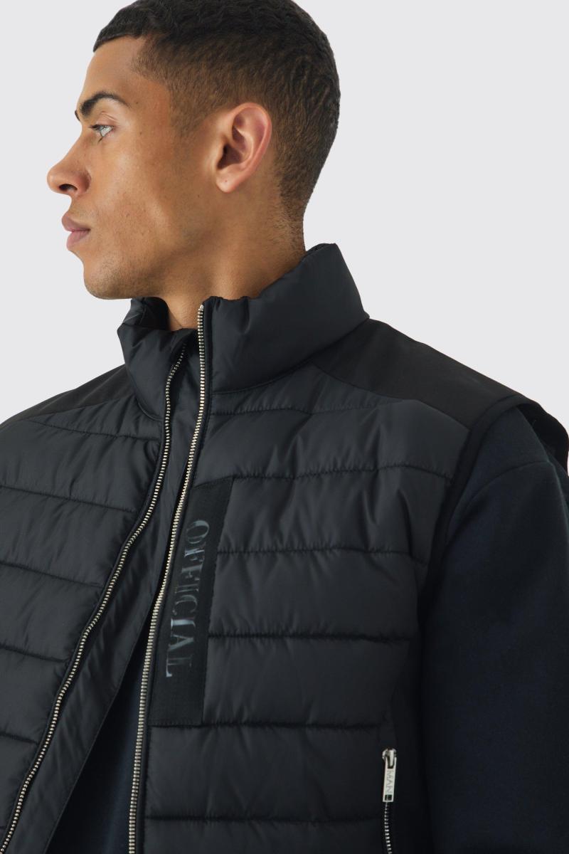 Офіційна чорна куртка-пуховик з воронковою горловиною