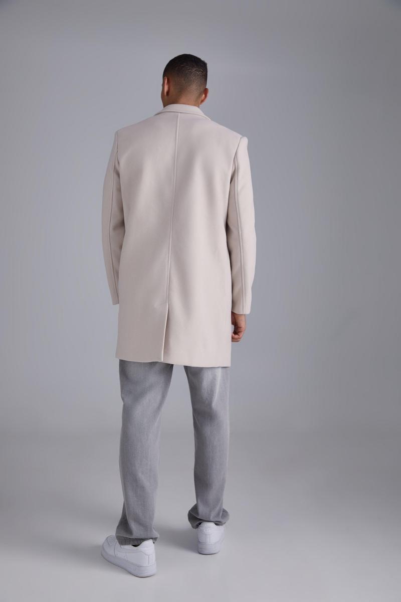 Однобортне вовняне пальто бежевого кольору