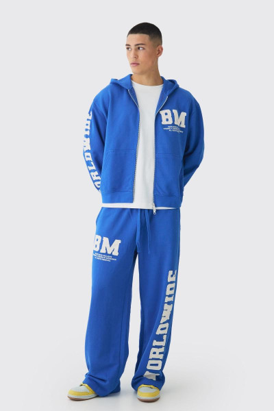 Спортивний костюм великого розміру Boxy Worldwide Raw Edge Applique Zip Through