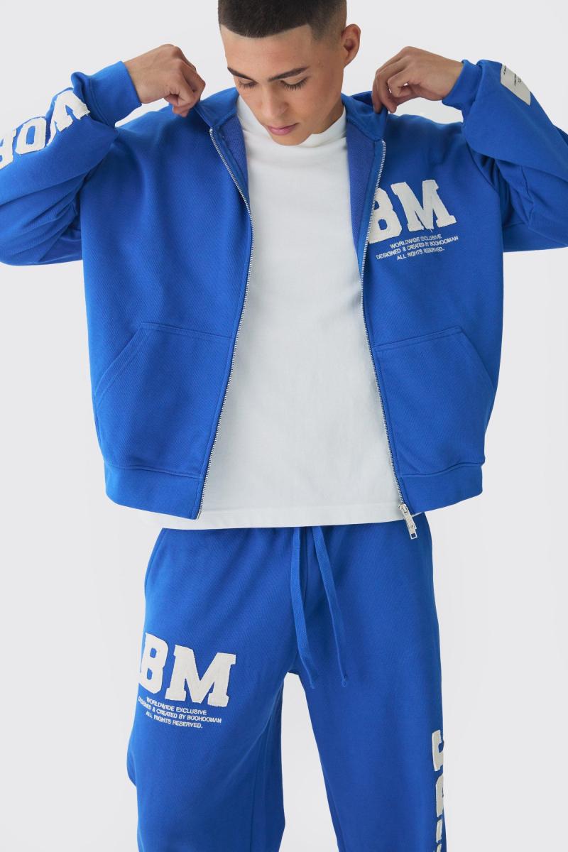 Спортивний костюм великого розміру Boxy Worldwide Raw Edge Applique Zip Through