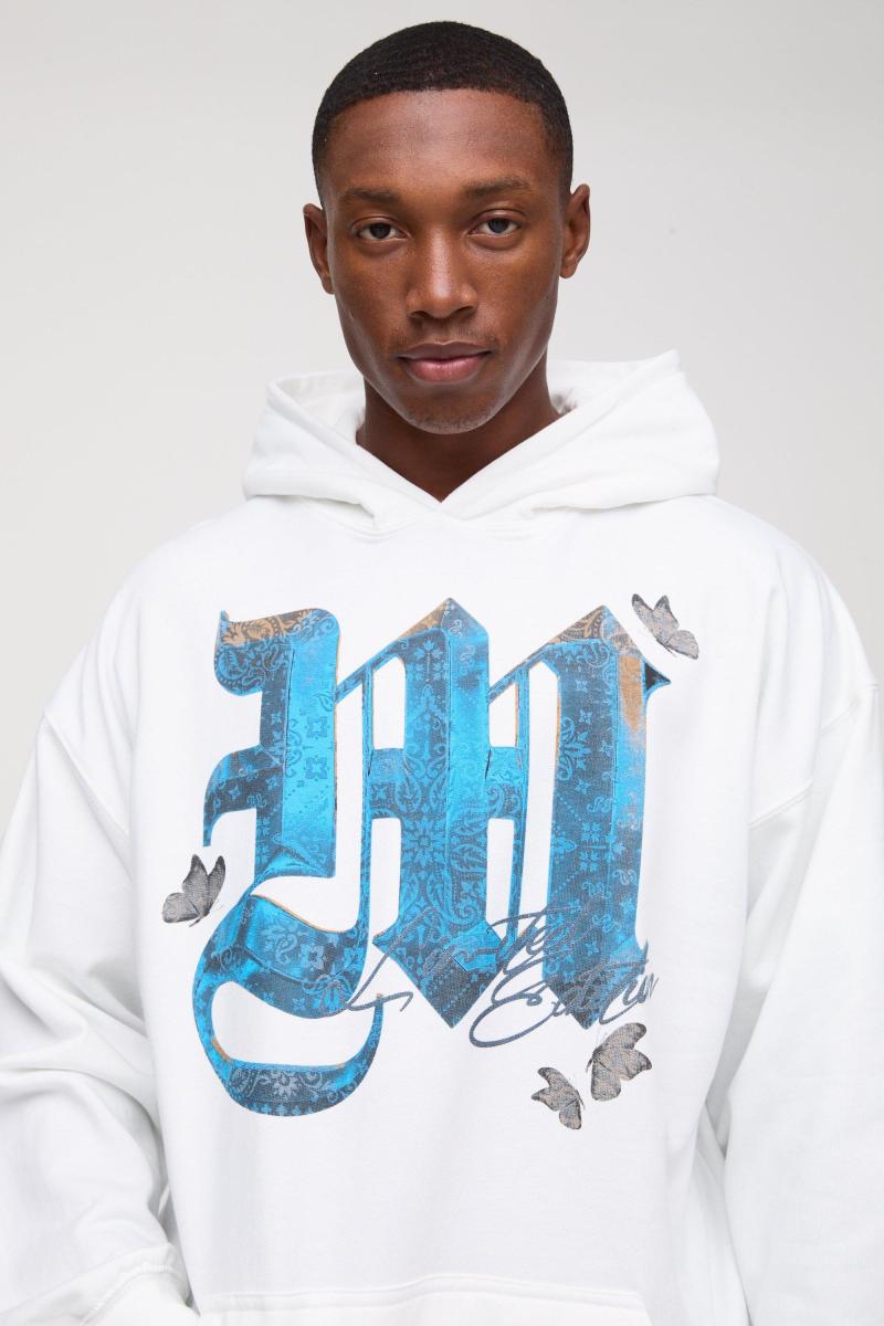 Худі великого розміру з готичним малюнком M