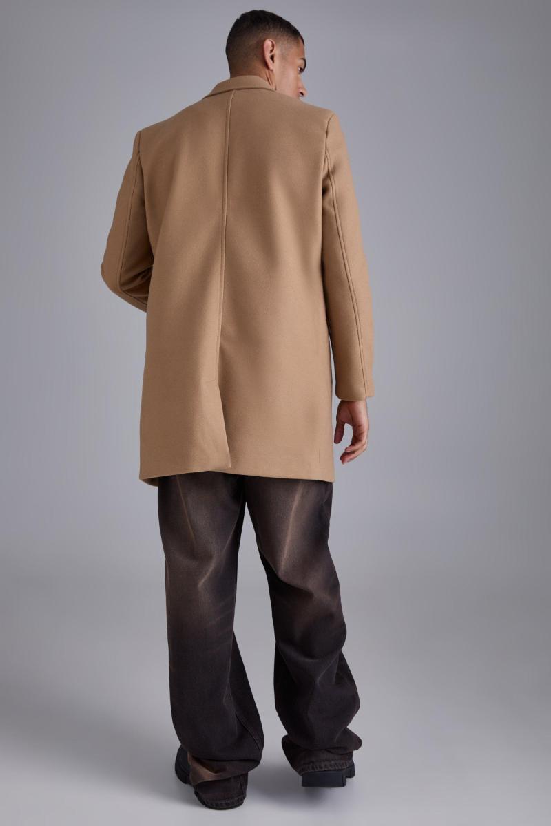 Однобортне вовняне пальто кольору Camel