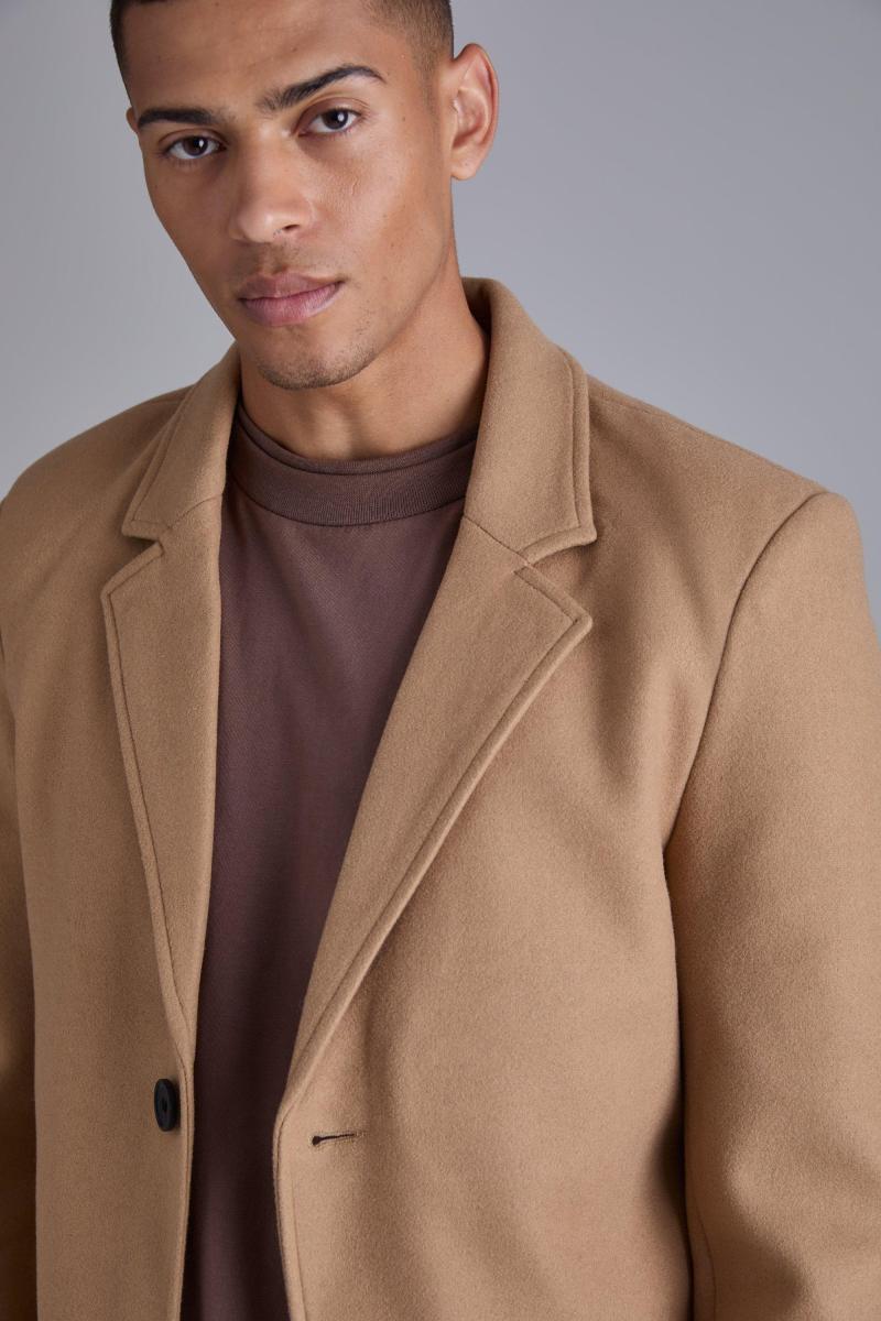 Однобортне вовняне пальто кольору Camel