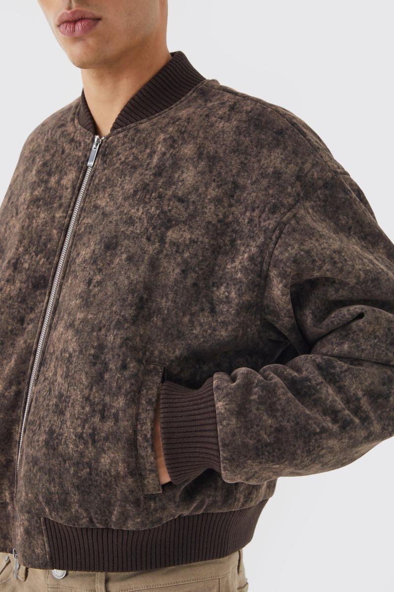 Куртка-бомбер Boxy Acid Wash