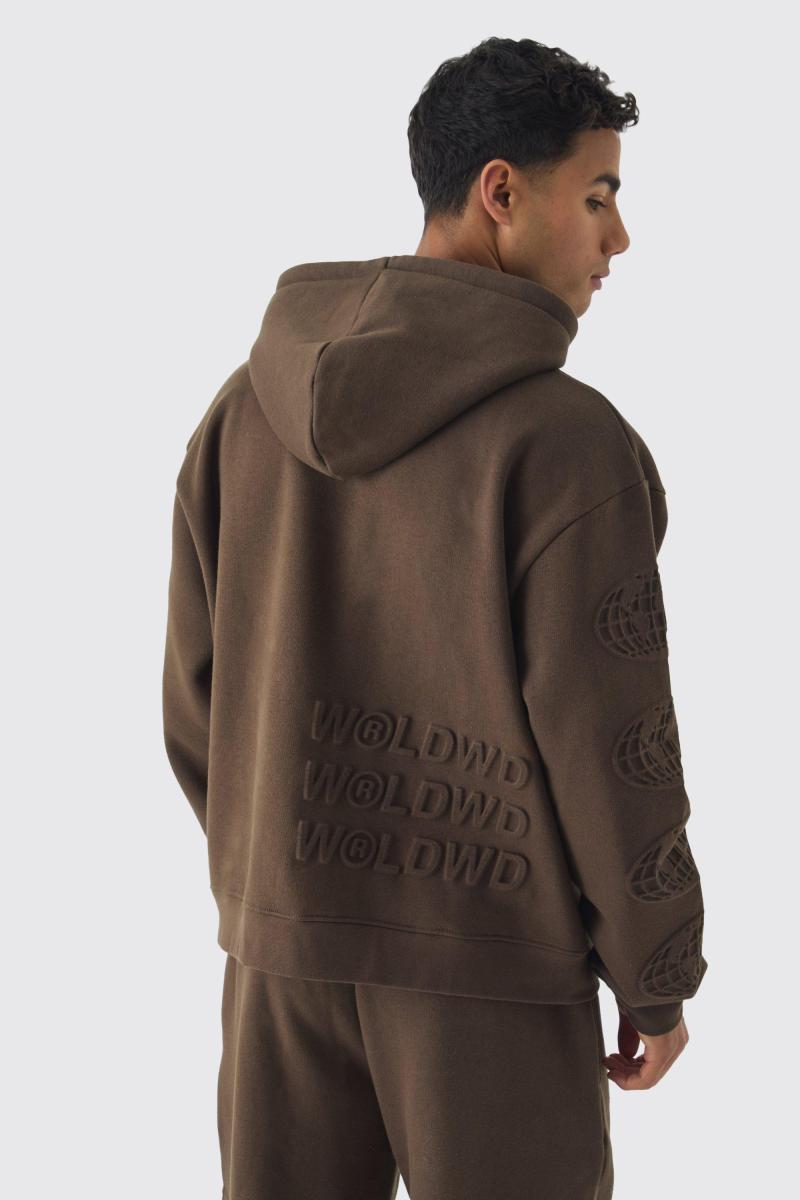 Великий спортивний костюм Boxy Worldwide з широкими штанинами з тисненням