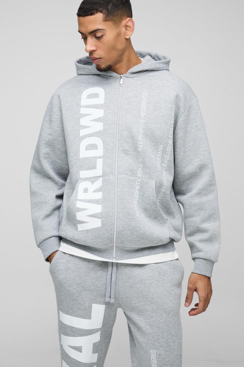 Негабаритний у всьому світі офіційний текстовий друк Zip через трек -костюм