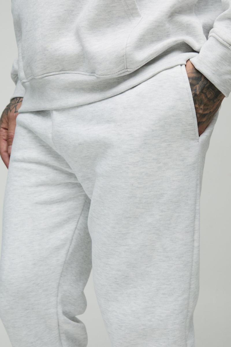 Високі джоггери на вузьку ногу 330GSM із сірого мергелю
