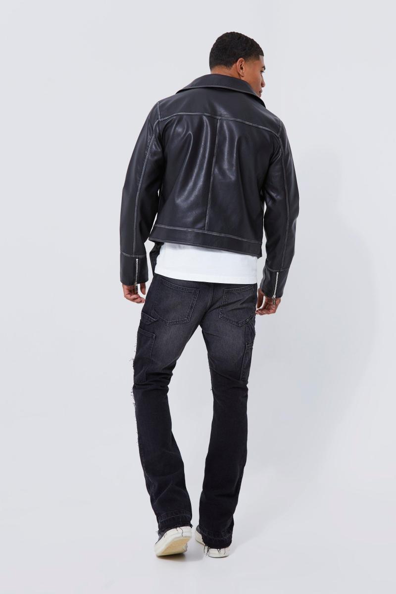 Вінтажна байкерська куртка з поліуретану