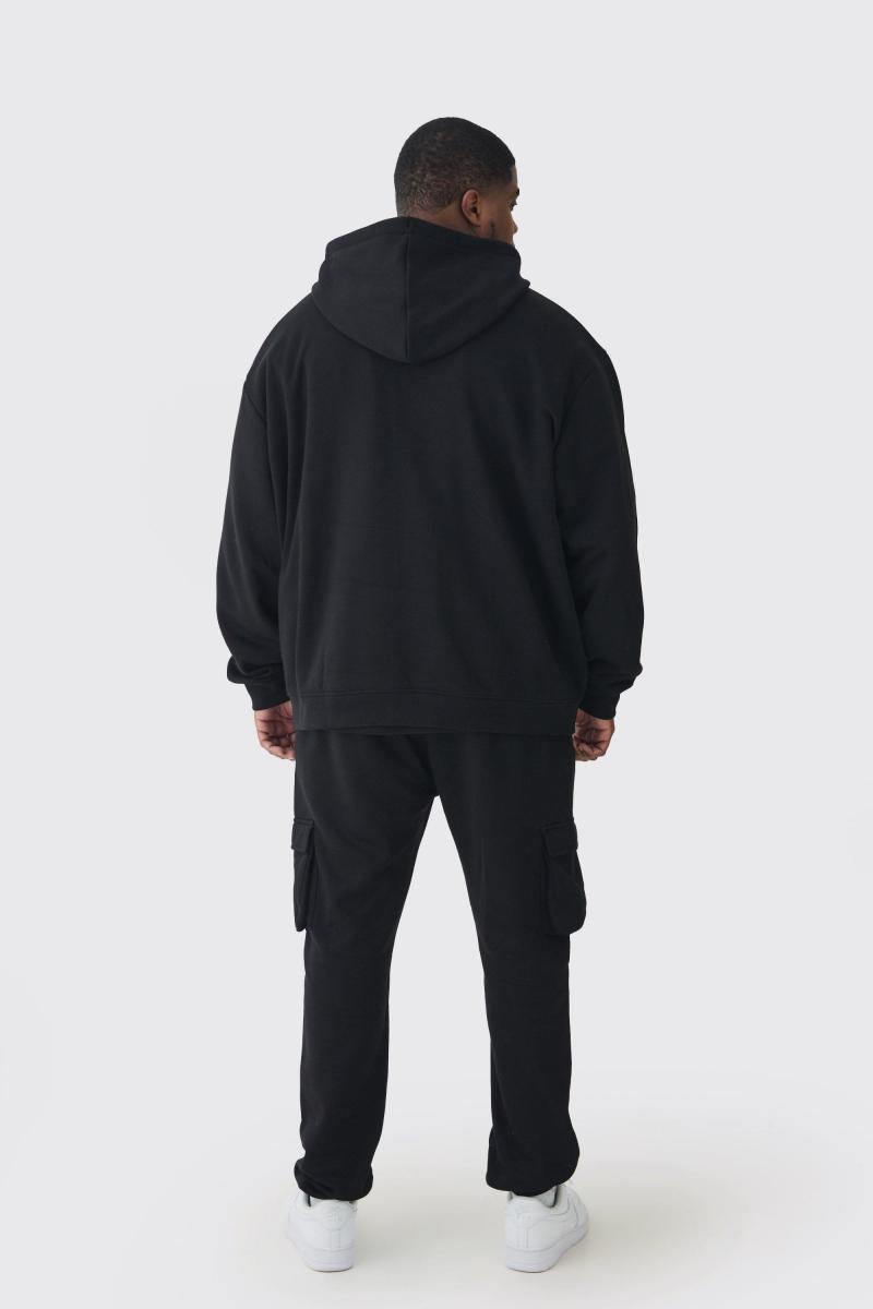 Чорна толстовка великого розміру на блискавці 330GSM Plus