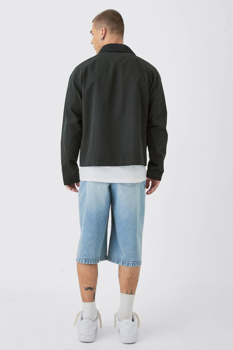 Чорна робоча куртка зі шнуровим коміром