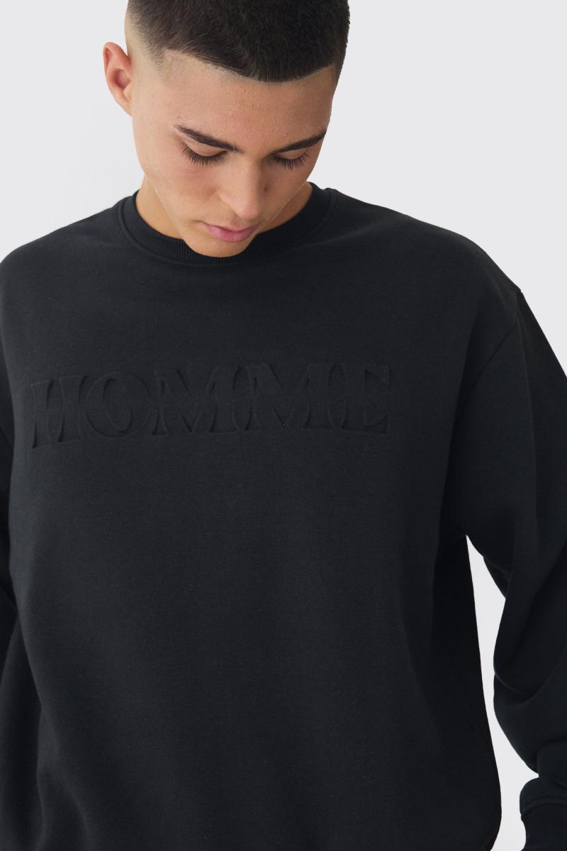 Спортивний костюм великого розміру Boxy Homme з тисненням
