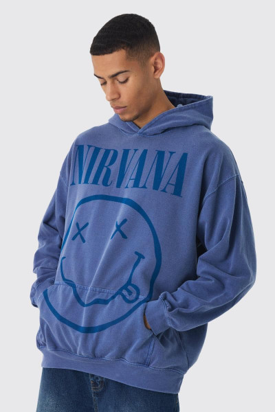 Великий худі Nirvana Wash з ліцензійним принтом