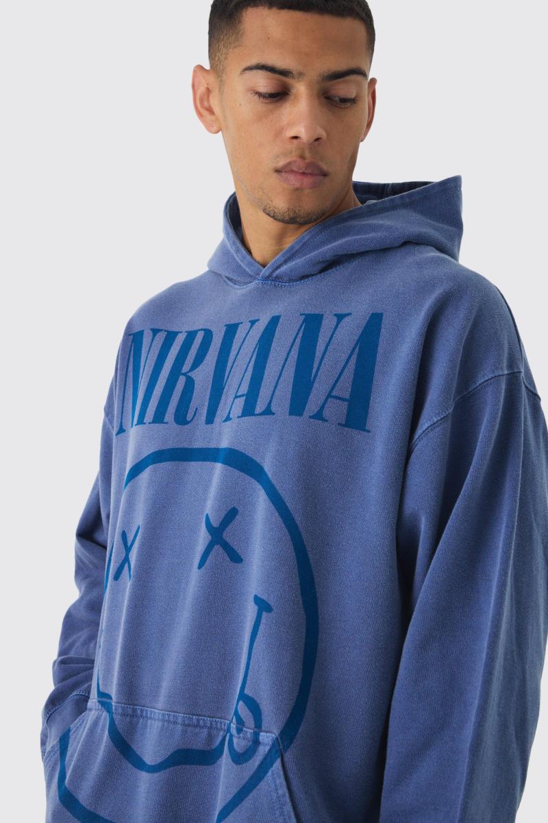 Великий худі Nirvana Wash з ліцензійним принтом